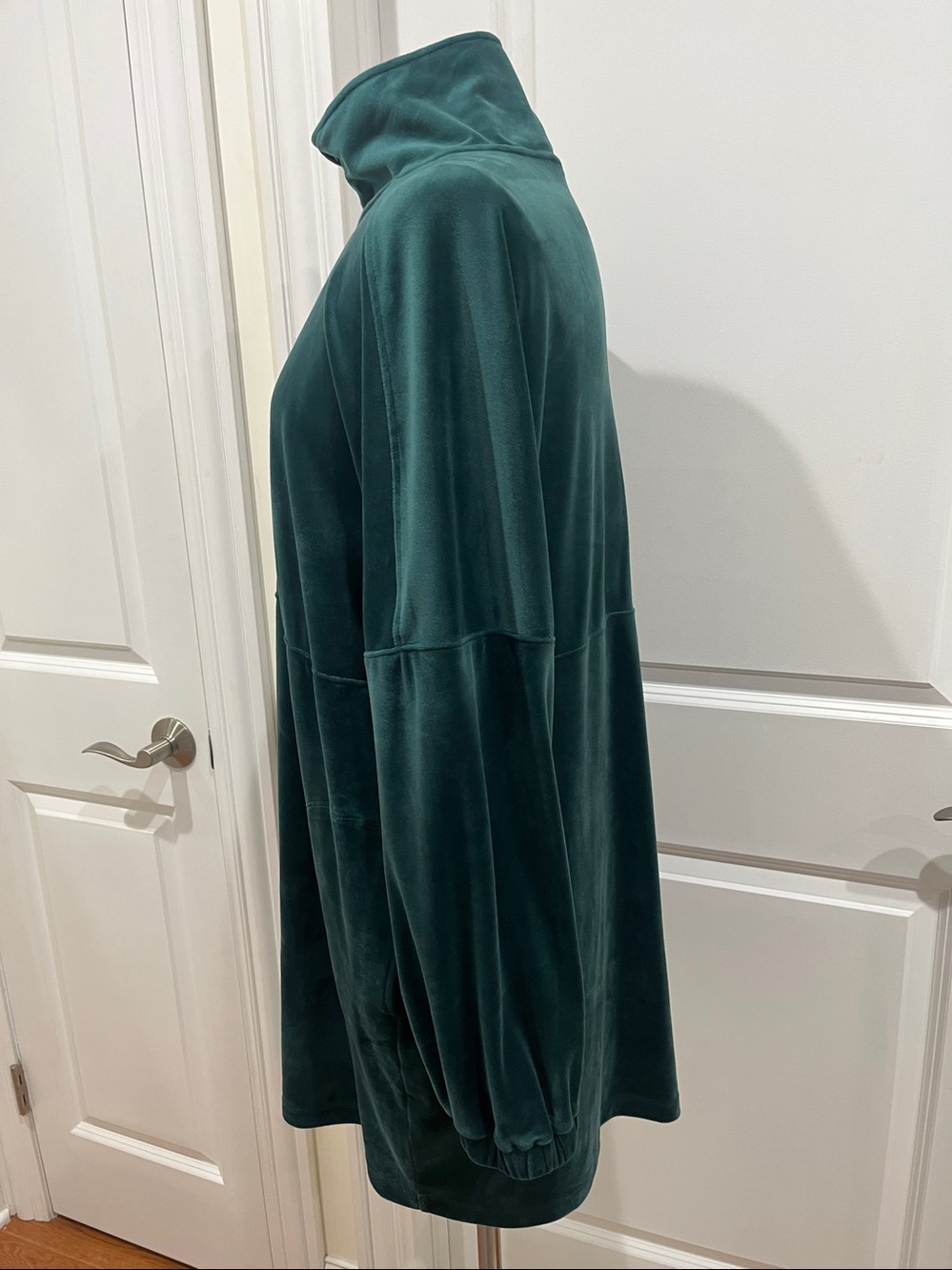 Anthropologie Saturday Sunday Rosalind Velvet Tunic Dress Teal w/ Pockets Size L - Picture 6 of 15